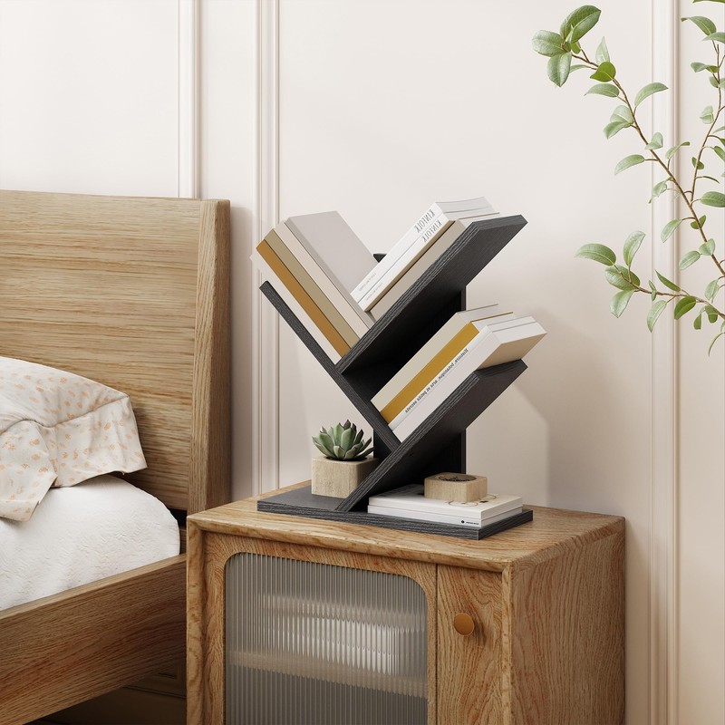 Tajsoon Tree Bookshelf 3 Tier Book Shelves Storage Organizer, Desktop