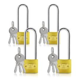4 Pack Long Shackle Heavy Duty Padlocks with Keys 32mm Locks with Keys for Outdoor School Gym Locker Luggage Solid Brass Bridge Wish Lock
