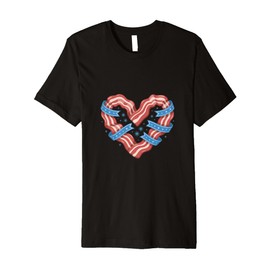 Patriotic Bacon Heart Stars Blue Banner Pride Premium T-Shirt