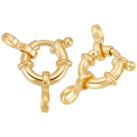 PH PandaHall 18K Gold Plated Spring Ring Clasps 925 Sterling Silver Clasps 2 Pieces Round Clasp 10 mm Jewellery Link Connector for DIY Necklaces Bracelets Anklets Jewellery Making
