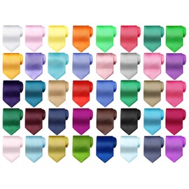 Tarpop 40 Pieces Men's Solid Ties Pure Color Ties Set Classic Men Formal Business Necktie for Formal and Casual Occasions, Assorted Colors