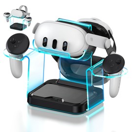 Charging Dock for Oculus Meta Quest 3/Quest 2,RGB VR Headset Charging Station with Adapter,USB A to C Cable and 4 Rechargeable Replacemnt Batteries for Quest 3 Charging Display Stand Accessories