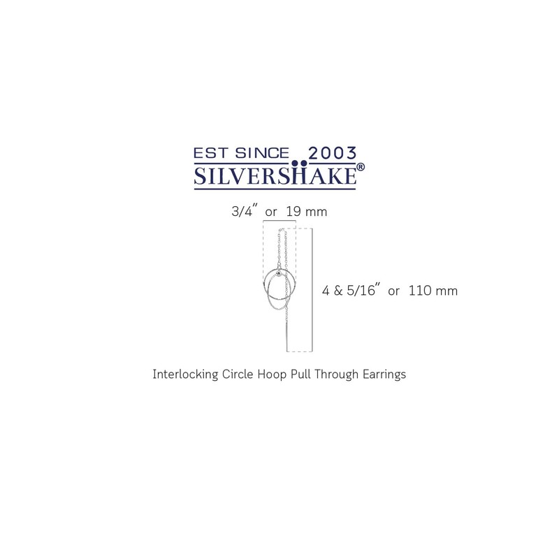 Silvershake 925 Sterling Silver Rhodium Plated Interlocking Circle Hoop Pull