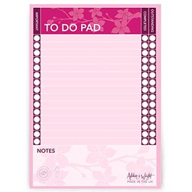 Ashton and Wright - Cherry Blossom - A5 To Do Pad/Daily Schedule Planner/Desk Pad - 60 Sheets - 80gsm - Made in UK