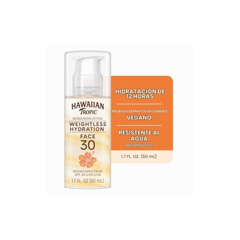 Hawaiian Tropic - Silk Hydration Weightless Sunscreen Face Lotion, Broad-Spectrum