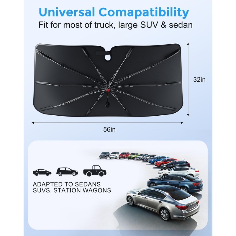 [2025 Upgrade] Weektic Windshield Sun Shade [UPF50+ Crystal Nano Reflector]