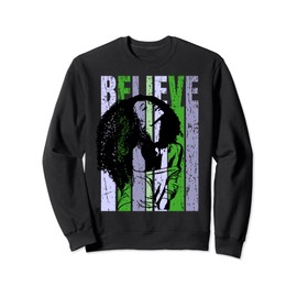 Believe Retro Afro Latina Pride Proud WOmens Afro Curly Hair Sweatshirt