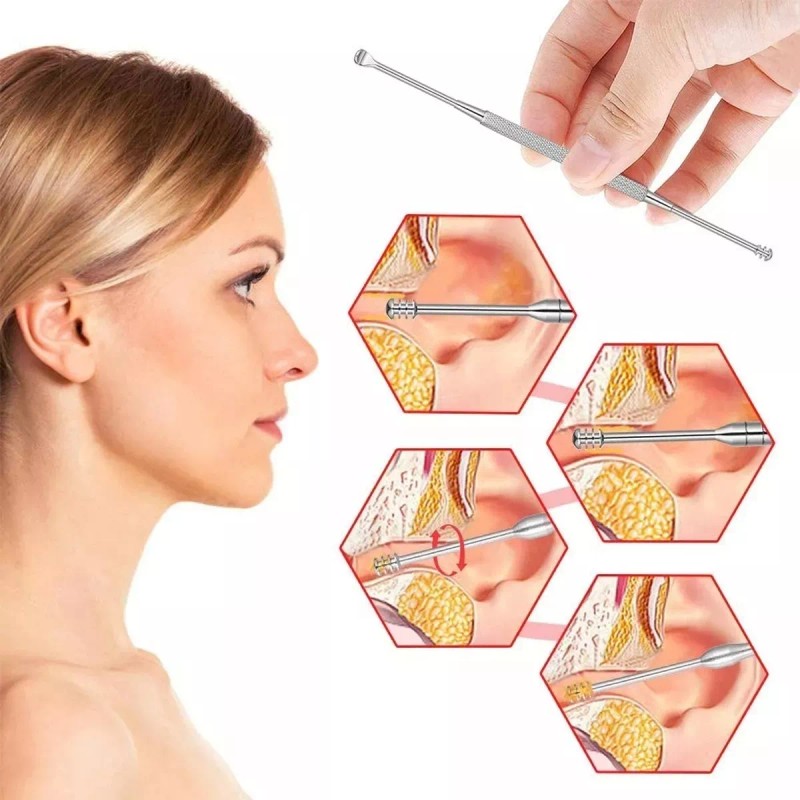 Universo en Linea Hisopo Acero Inoxidable 8pz Estuche Limpieza Oidos