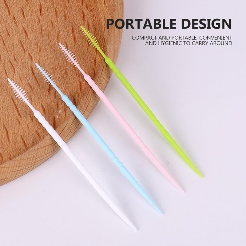 UPIQNG Plastic Toothpicks Disposable Interproximal Brush Sturdy Double-Ended Dental Pick