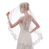 EllieHouse Womens Short Fingertip Length 1 Tier Lace White Wedding