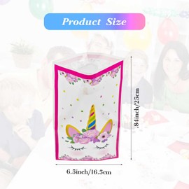 Agaommio 40pcs Unicorn Party Favor Bags Plastic Gift Treat Goodie Bags with Handles, Small Pink Candy Bags for Girls Birthday Theme Party Supplies Return Gifts (16 * 24cm)