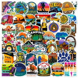 Outdoor Stickers for Laptop (50 PCS),Gift for Children Teens Adults Girl Boys,Waterproof Stickers for Water Bottle,Camping Vinyl Stickers forScrapbook,Skateboard,Bike,Phone,Dairy