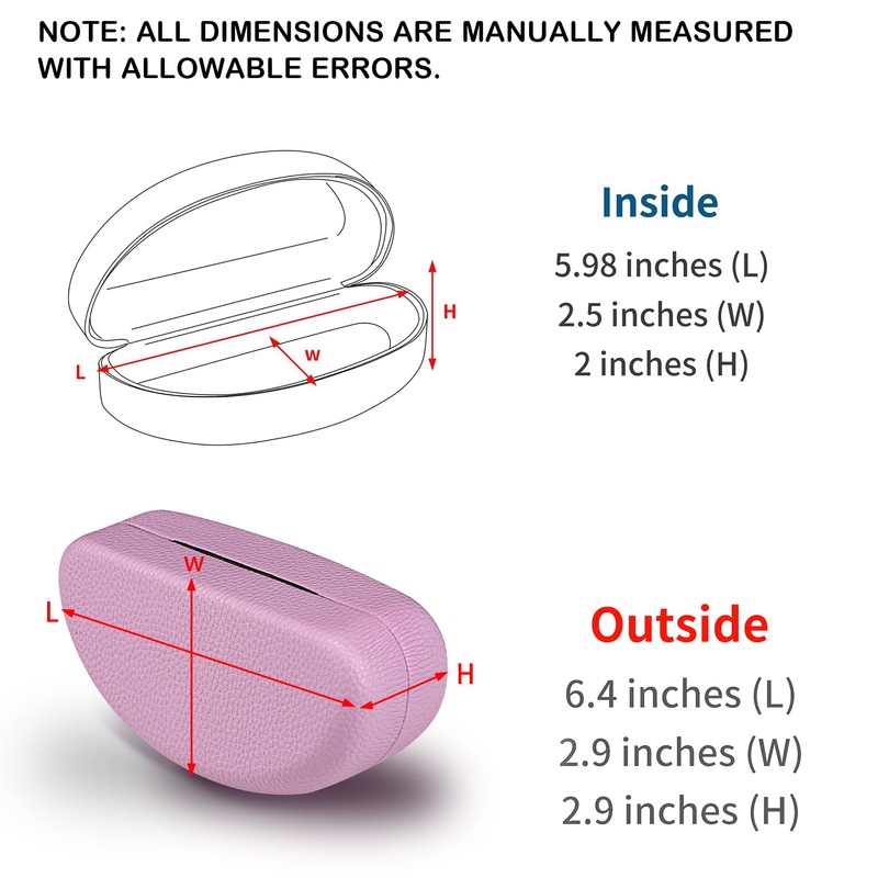 PG6 Women Leather Extra Large Glasses Case for Most Sunglasses