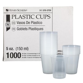 Henry Schein 5 oz Translucent Disposable Drinking Cups – Double Coated for Durability, Latex-Free, Embossed Grip for Secure Hold, Perfect for Office, Medical, and Event Use, 1000 Cups per Case