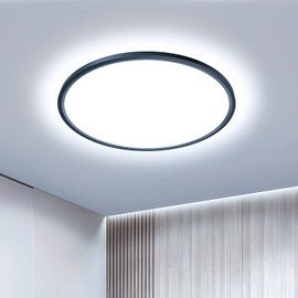 OTREN LED Ceiling Light Flat: Round 6500 K Bathroom for Kitchen Living Room Hallway 30 cm 36 W Black