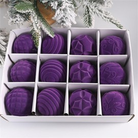 Christmas Baubles Pack of 12 Christmas Tree Baubles Ornaments for Holidays, Party Decoration, Tree Decorations (Purple, Christmas Bauble)