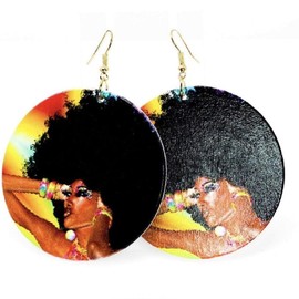 African Earrings for Black Women, Statement Funny Unique Printed Round Disc Dangle Earrings Creative Lightweight Piercing Earrings for Teen Girls Jewelry Gifts (African)