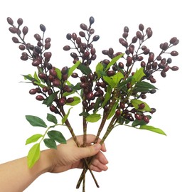 DODXIAOBEUL 4 Pcs Fake Berries,Artificial Berry Stems,Artificial Blueberries,Fall Picks Fall Decorations for Home Decor Wedding Bouquet Christmas Table Centerpieces Floral Arrangement (Red)