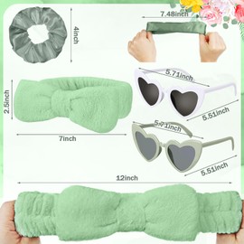 Geiserailie 36 Pcs Bachelorette Party Accessories 12 Bride Spa Headbands 12 Bridesmaid Scrunchies Ties 12 Bachelorette Sunglasses Bridesmaids Proposal Gifts for Wedding Party Favors (Green)