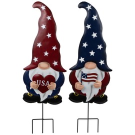 Northlight USA Patriotic Gnome Outdoor Garden Stakes - 27.5" - Set of 2