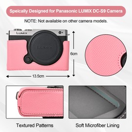 VOVMOEYA Camera Case for Panasonic LUMIX S9, LUMIX DC-S9, Half Case with Soft Microfiber Interior, Mirrorless Camera Cover, Function Good 1/4" 20 Thread Holes