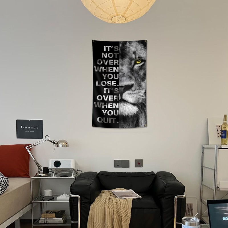 Inspirational Lion Flag 5x3 Ft with 4 Brass Grommets