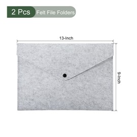 YOKIVE 2 Pack Felt File Folders, A4 Button Closure Document Bag | Envelope Files Storage Pouch, Great for Office Stationery(Light Gray)