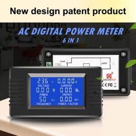 AUTENS AC Digital Meter AC 80-260V 100A Current Voltage Power Energy Panel Monitor Detector LCD Digital Display Ammeter Voltmeter Multimeter with Split Core Current Transformer CT