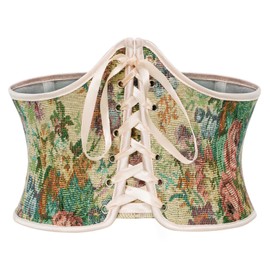 Scarlet Darkness Women's Corset Waist Belts Floral Lace Up Renaissance Corset Waist Belt Apricot 6