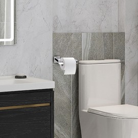 Modern Chrome Toilet Roll Holder Wall Mounted Square Bathroom Accessory ACC120