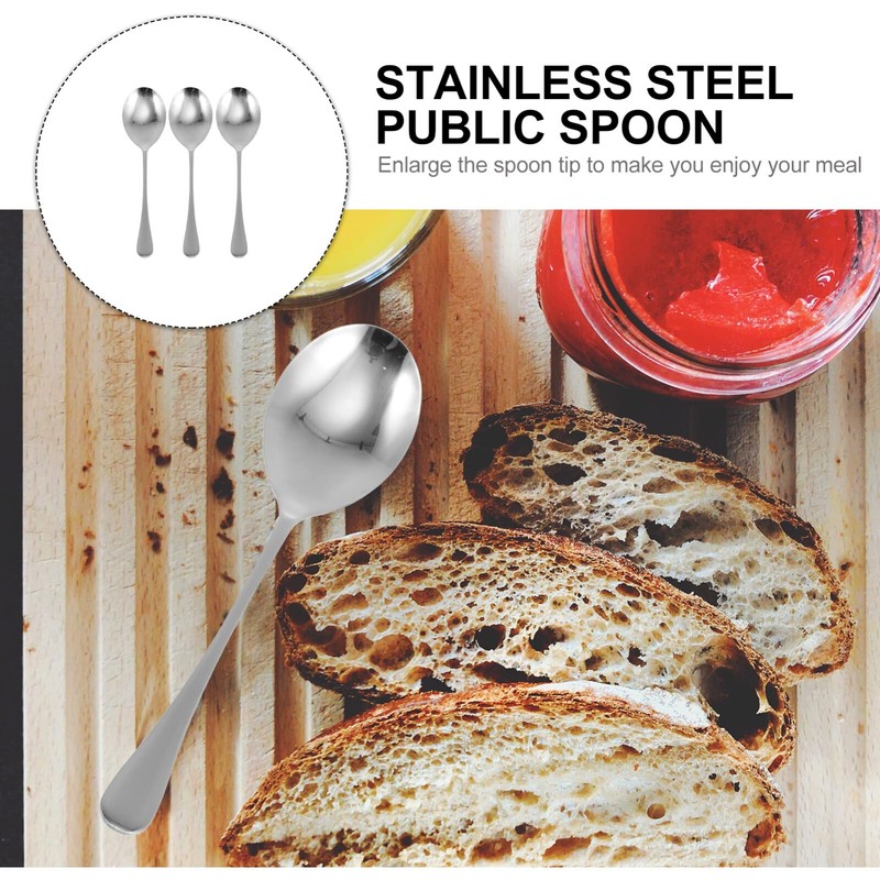 3pcs Stainless Steel Food Serving Spoons Ergonomic Handle and Safe