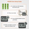 WallarGe Atomic Digital Wall Clock Battery Operated, Self-Setting, Large Display