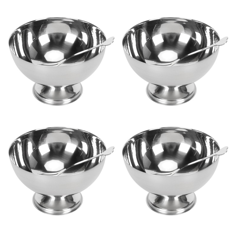 4Pcs Stainless Steel Dessert Bowl Multi Functional Drop Resistant Rustproof