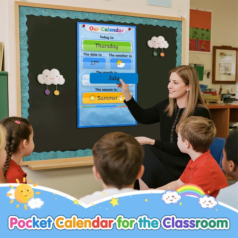 Our Calendar Classroom Calendar with Weather Pocket Chart, Kids Calendar