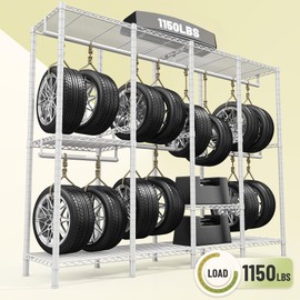 Raybee 1150LBS Clothing Rack for Hanging Clothes, Heavy Duty Clothes Rack Adjustable Wardrobe Closet, 76" W x 77" H x 18" D, White