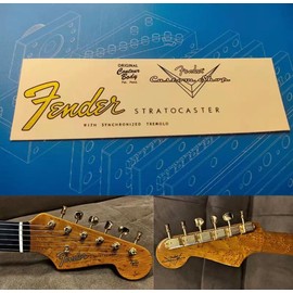 2PCS Suitable for Fender Custom Shop Electric Guitar Head Logo Water Transfer Printing Trademark Sticker, RemovableFilm (ST63/2)