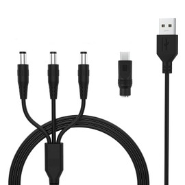 Alitutumao USB to DC 5V Power Cord, Universal DC 5.5 x 2.1mm Plug Jack Charging Cable for Fan Router Speakers Cameras with Type-C Connectors Tips, 3.3FT