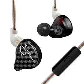 FEDAI KZ ZST IEM in Ear Monitors,HiFi Wired Earbuds Headphones with Hybrid Dual Driver 1BA 1DD High Fidelity Musicians in-Ear Earphones Detachable Cable for Gaming Earbuds(Black with Mic).