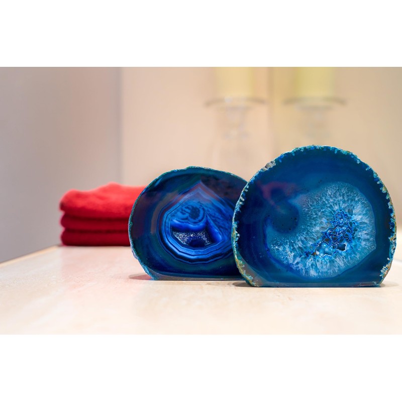 British Fossils Blue Agate Ornament for Home Decor – Genuine