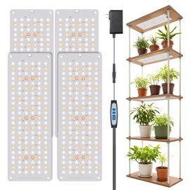 Garpsen Grow Light, 6000K Full Spectrum Plant Lights for Indoor Growing with Auto Timer 6/12/16H, 5 Dimmable Levels & 3 Color Modes, 552 LEDs Grow Lamp Panel for Seed Starting, Veg and Bloom(4Panels)