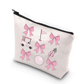VAMSII Golf Gifts Golf Makeup Bag Ladies Golf Cosmetic Bag Golf Lover Gifts For Women Golfers Travel Bag (Bowknot Golf)