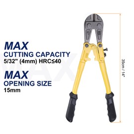 sourcing map Heavy Duty Bolt Cutter 14" Mini Lock Cutter Cr-V Alloy Steel Blades Bolt Cutter Bi-Material Handle for Wire Fence Screw Cutting Tool