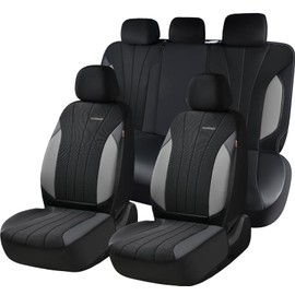 Coverado Automotive Seat Cover Full Set, Front and Rear Seat Covers, Waterproof Leather Seat Covers 5 Seats, Luxury Car Seat Protectors Universal Fit for Most Vehicles, SUV, Truck, Sedan