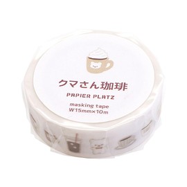 Papiaplatz Masking Tape Okawarimasute Kumasan Coffee 72-004