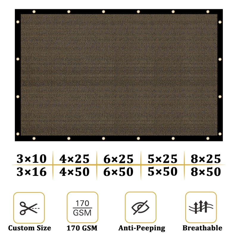 Shade&Beyond 6'x82' Brown Privacy Screen 90% Visibility Blockage Fence Sreen