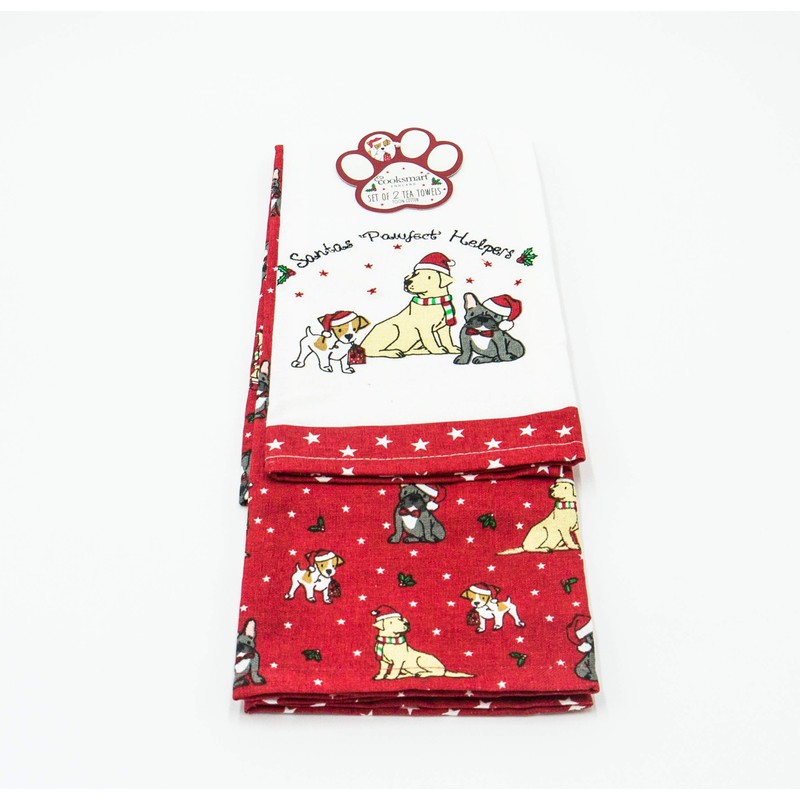 Lex's Linens Christmas Embroidered 100% Cotton 2 Pack Tea Towel/Christmas