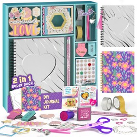 2-Pack DIY Journal Kit - Gifts for Girl Ages 8 9 10 11 12 13 14 Year Old - Cool Birthday Gifts Ideas for Girls - Art & Crafts for Tween Kid - Teen Girls Trendy Stuff - Scrapbook & Diary Supplies Set