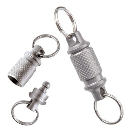 Bamyli Titanium Quick Release Keychain Swivel,Detachable Rotatable Silver Heavy Duty Car Key Holder Clip with Stainless Steel Key Rings Accessory for Bag Purse Belt