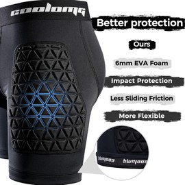 COOLOMG Youth Boys Sliding Shorts with Protective Cup Baseball Padded Compression Shorts Football Lacrosse Slider Black XS