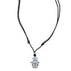 BlueRica Hamsa Hand of Fatima on Adjustable Black Cord Necklace,